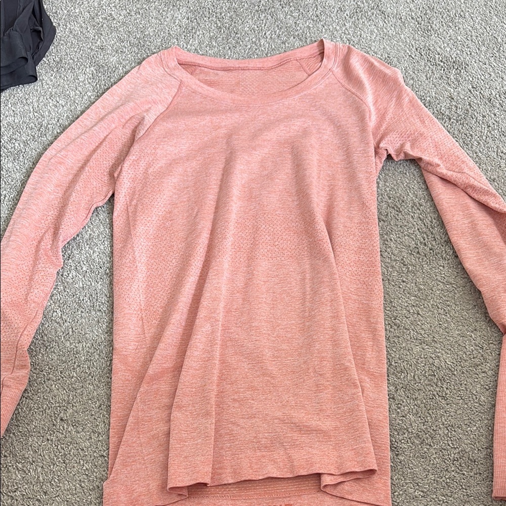 Lululemon Athletica Pink Fitted Long Sleeve Tee